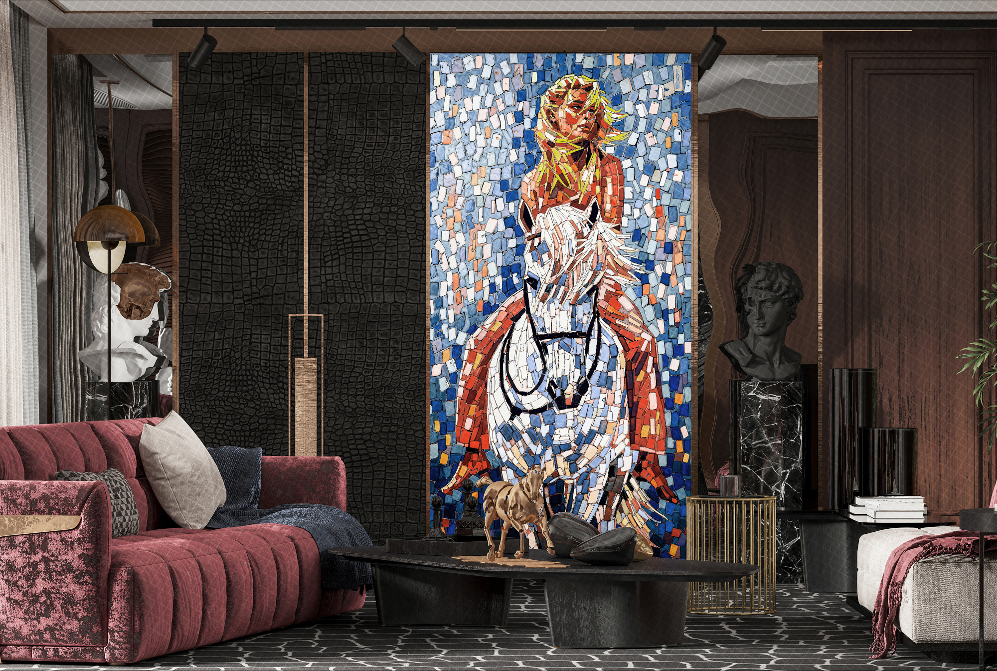 Керамогранит Декоративное панно MDetails Galloping Girl (набор из 4шт. 60x120) 120x240