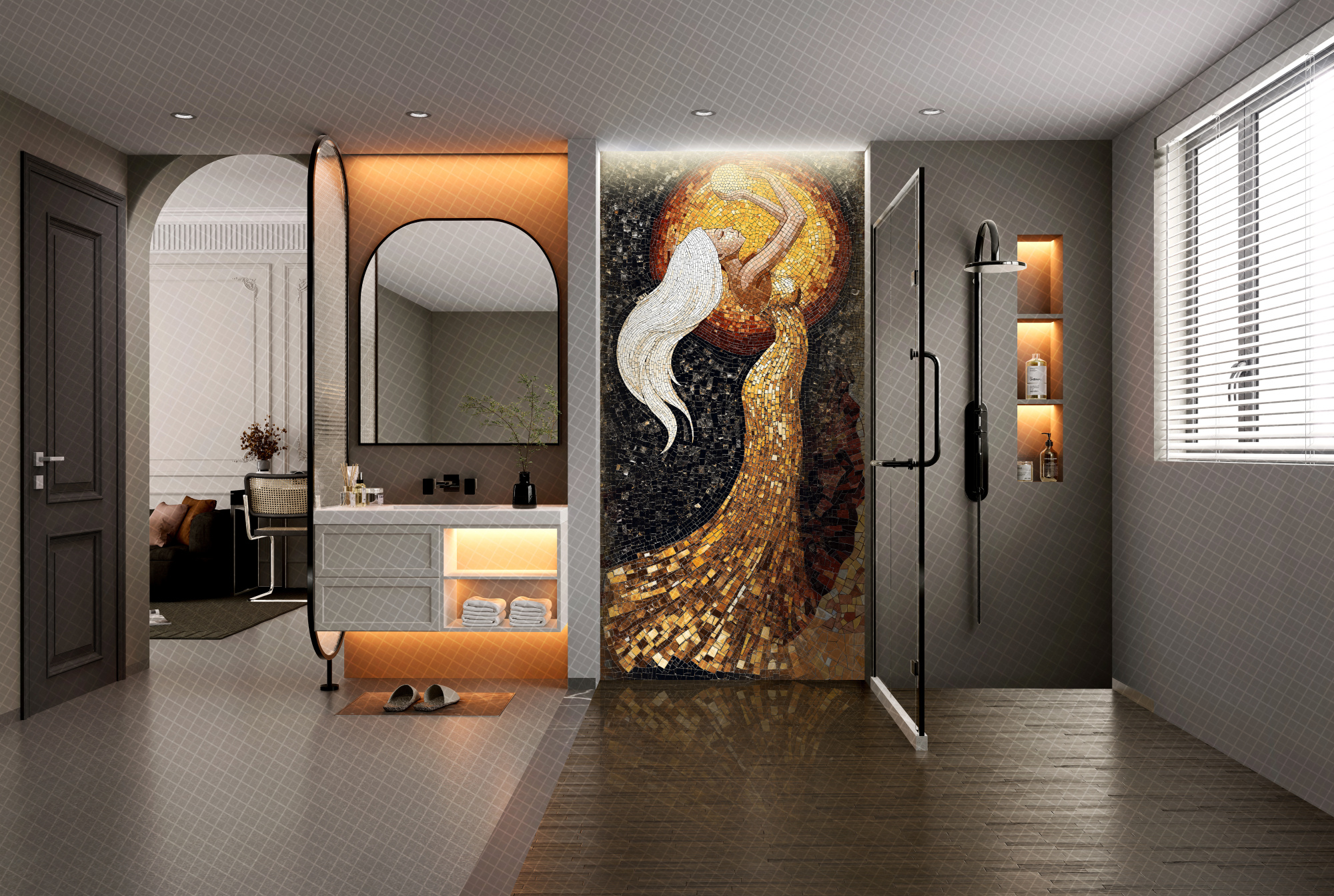 Керамогранит Декоративное панно MDetails Celestial Lady (набор из 4шт. 60x120) 120x240