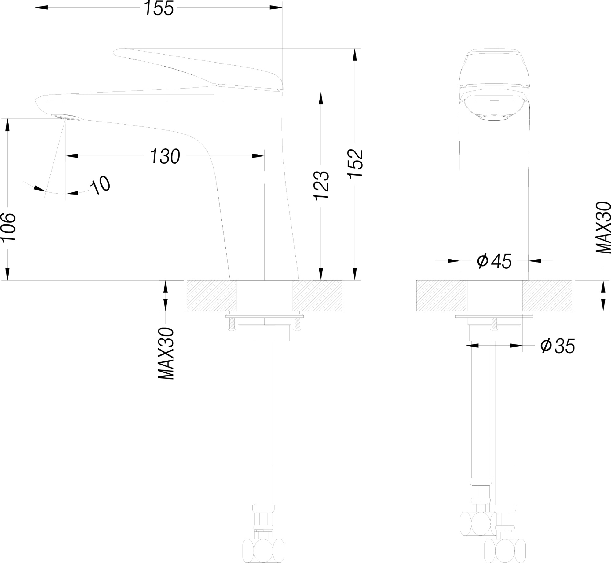 Смеситель для раковины Creto Mare 1.0 MARE-BM-CR глянцевый хром